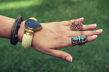 Afghan Bone Cuff Bracelet – Vintage Brass, Aqeeq Stone Boho Jewelry
