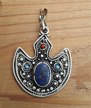 Tribal Stone Pendant: Gilit Silver, Turquoise, Lapis & Carnelian