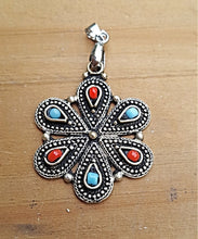 Tribal Stone Pendant: Gilit Silver, Turquoise, Lapis & Carnelian