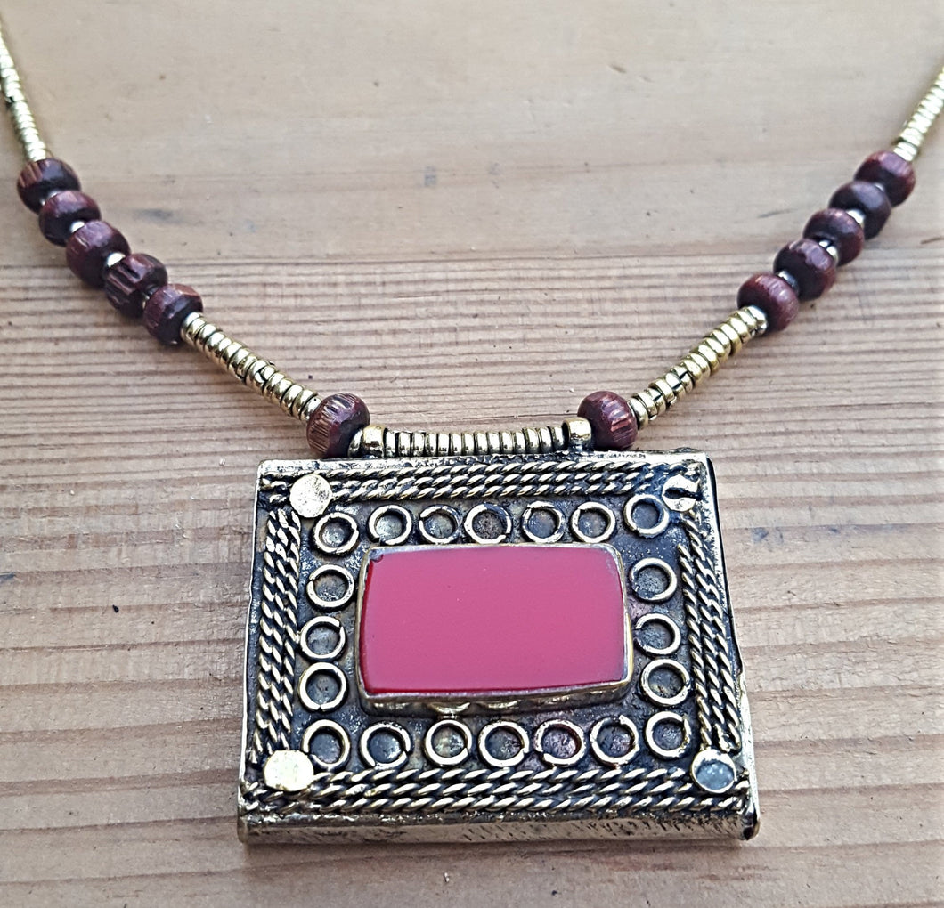 Vintage Afghan Amulet Necklace: Kuchi Tribal Pendant