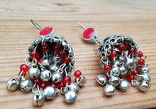 Vintage Kuchi Tribal Earrings – Beaded Crescent Moon Dangles