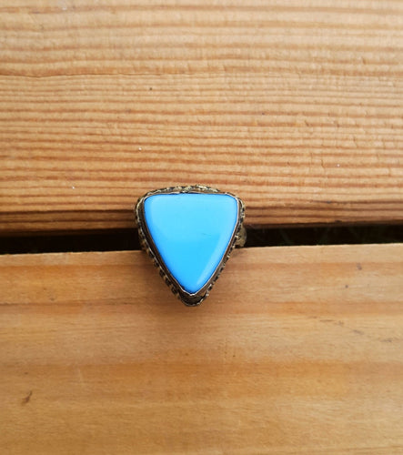 Vintage Turkish Turquoise Statement Ring, Size 11
