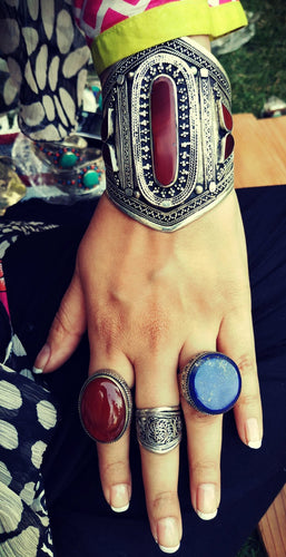 Aqeeq Bracelet- Afghan Aqeeq Bracelet- Ethnic bohemian bracelet- Pakistani jewelry- Afghan jewelry- Silver Aqeeq jewelry- Statement bracelet
