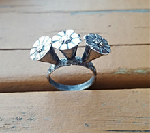 Silver Flower Statement Ring – Kuchi Tribal Afghan Jewelry, Size 7