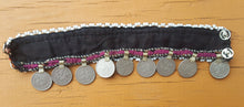 Afghani Embroidered Fabric Bracelet: Vintage Tribal Coin Jewelry