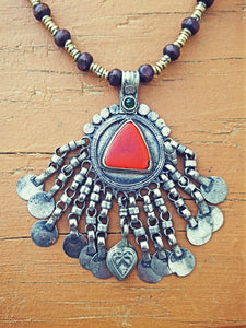 Vintage Afghan Coin Silver Necklace: Kuchi Tribal Headpiece