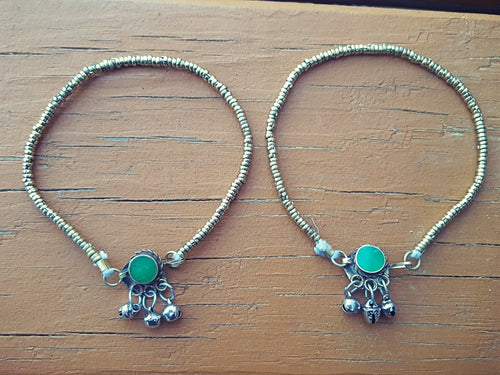 Vintage Afghan Silver Anklets – Kuchi Tribal Bohemian Foot Jewelry