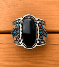 Black is beautiful- Silver Cuff bracelet- Turquoise cuff bracelet- boho cuff bracelet- Afghan cuff bracelet- Afghan jewelry- Zamarut Jewel