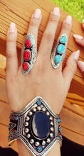 Coral Stone Ring: Afghan Kuchi Silver Saddle Ring, Size 9