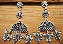 Statement earring- Silver dangle earring- Ethnic boho earring- Rose earring- Floral earring- Gypsy jewelry- statement jewelry indian jewelry
