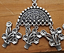 Statement earring- Silver dangle earring- Ethnic boho earring- Rose earring- Floral earring- Gypsy jewelry- statement jewelry indian jewelry