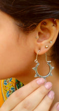 Tribal earring- Boho earrings-Hoop earrings- Dangle earrings- Silver earring- Large hoops- Star earring- gypsy jewelry- Crescent earring