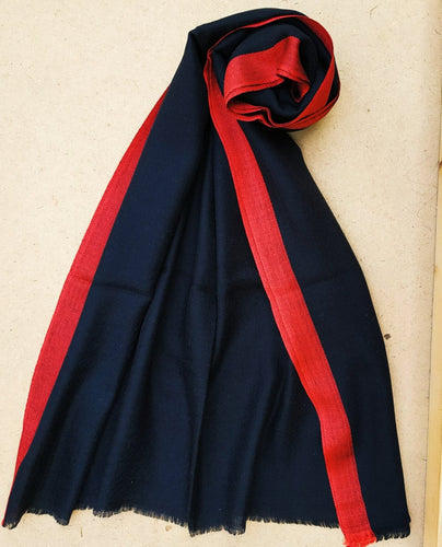 Black Cashmere Scarf: Handwoven Pashmina Shawl with Silk Trim