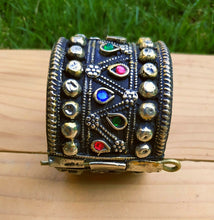 Antique Afghan Silver Cuff Bracelet: Tribal Boho Statement Jewelry