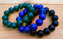 Genuine Gemstone Beaded Bracelet: Black Onyx, Brown Moonstone