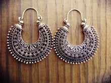 Antique Finish Ornate Hoop Earrings - Collectible Tribal Jewelry.Tribal Jewelry Hoop Earrings.Turkmen Tribal Jewelry Ornate Hoop Earrings