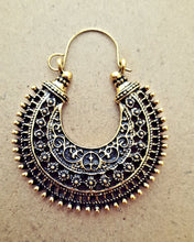 Gold Tribal Hoop Earrings – Afghan Kuchi Style, Filigree Jewelry