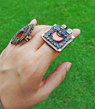 Afghan Kuchi Flower Ring: Tribal Bohemian Silver Ring, Size 7