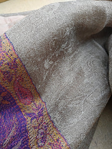 Handwoven Pure Cashmere Scarf: Kani Gold Border Pashmina Shawl