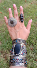 Black is beautiful- Silver Cuff bracelet- Turquoise cuff bracelet- boho cuff bracelet- Afghan cuff bracelet- Afghan jewelry- Zamarut Jewel