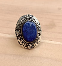 Lapis ring- Afghan lapis ring- Drop shaped Afghan Lapis Kuchi Ring.Handcarved Turkmen ring. Gypsy Boho Ring.Afghan Turkmen ethnic jewelry