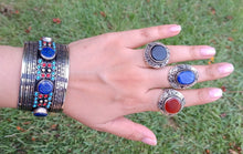 Lapis ring- Afghan lapis ring- Drop shaped Afghan Lapis Kuchi Ring.Handcarved Turkmen ring. Gypsy Boho Ring.Afghan Turkmen ethnic jewelry