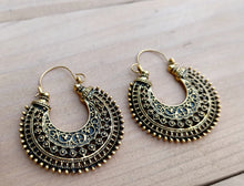 Gold Tribal Hoop Earrings – Afghan Kuchi Style, Filigree Jewelry