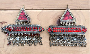 Vintage Kuchi Tribal Hairpins: Afghan Silver Hair Clips (Pair)