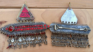Vintage Kuchi Tribal Hairpins: Afghan Silver Hair Clips (Pair)