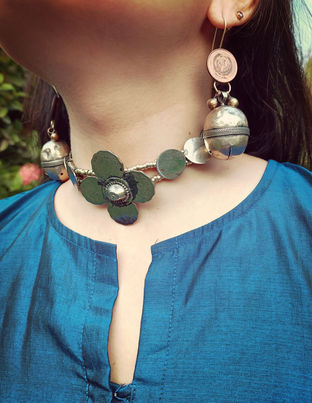 Handmade Afghan Coin Necklace: Tribal Bohemian Belly Dance Jewelry