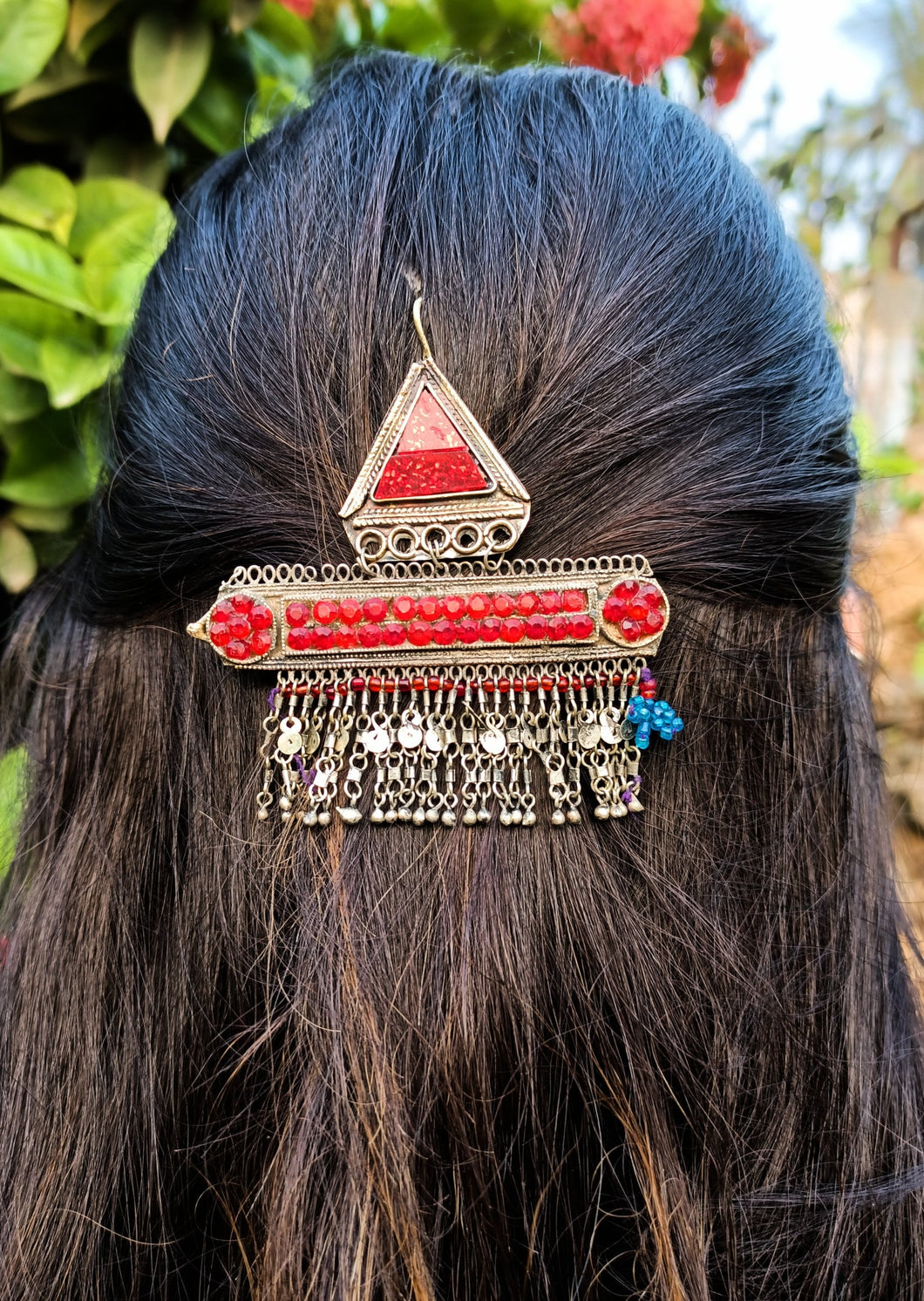 Vintage Kuchi Tribal Hairpins: Afghan Silver Hair Clips (Pair)