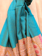 Handwoven Pure Cashmere Scarf: Multi-Color Kani Border, Winter Shawl