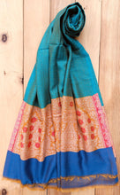 Handwoven Pure Cashmere Scarf: Multi-Color Kani Border, Winter Shawl