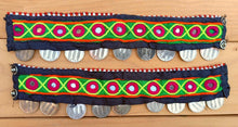 Afghani Embroidered Fabric Bracelet: Vintage Tribal Coin Jewelry