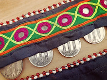 Afghani Embroidered Fabric Bracelet: Vintage Tribal Coin Jewelry