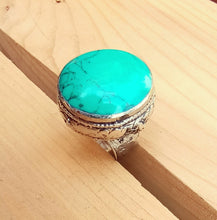Afghan Turquoise Ring – Size 7, Tribal Statement Jewelry