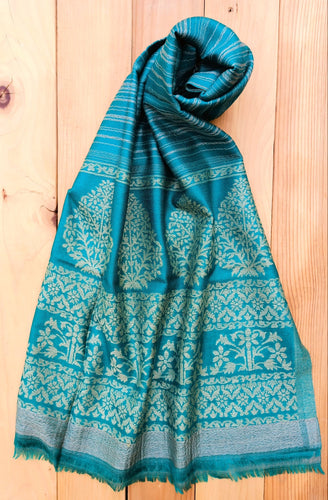 Sea Green Cashmere Scarf: Himalayan Wool Stole, Winter Shawl