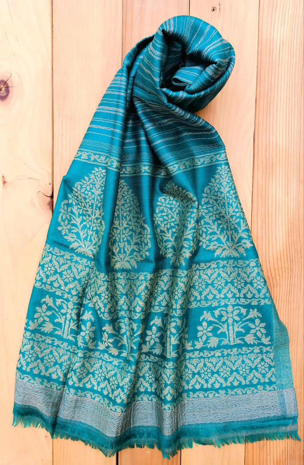 Sea Green Cashmere Scarf: Himalayan Wool Stole, Winter Shawl