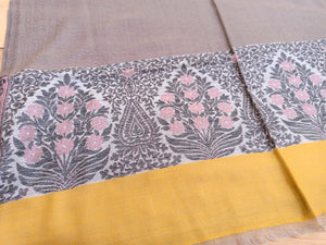 Handwoven Pure Cashmere Scarf: Kani Gold Border, Winter Shawl