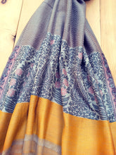 Handwoven Pure Cashmere Scarf: Kani Gold Border, Winter Shawl