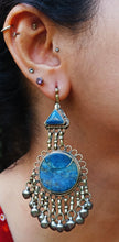 Lapis Lazuli Sterling Silver Kuchi Earrings: Afghan Tribal Jewelry