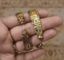 Hand Carved Gold Plated Bangle: Adjustable Tribal Cuff Bracelet