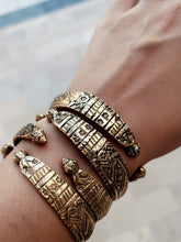 Hand Carved Gold Plated Bangle: Adjustable Tribal Cuff Bracelet