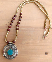 Turquoise & Onyx Stone Necklace: Afghan Tribal Boho Jewelry