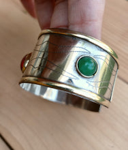 Vintage Afghan Cuff Bracelet: Red Aqeeq Stone, Gold Washed Silver