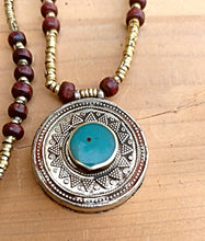 Turquoise & Onyx Stone Necklace: Afghan Tribal Boho Jewelry
