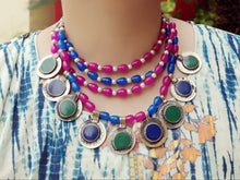 Vintage Afghan Choker Necklace: Tribal Coin Amulet, Bohemian Jewelry