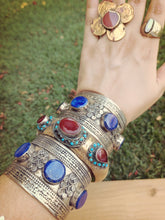 Tuareg Lapis  cuff bracelet- Tribal afghan jewelry- Vintage jewelry- Ethnic tribe jewelry- Turquoise stone- Stone jewelry