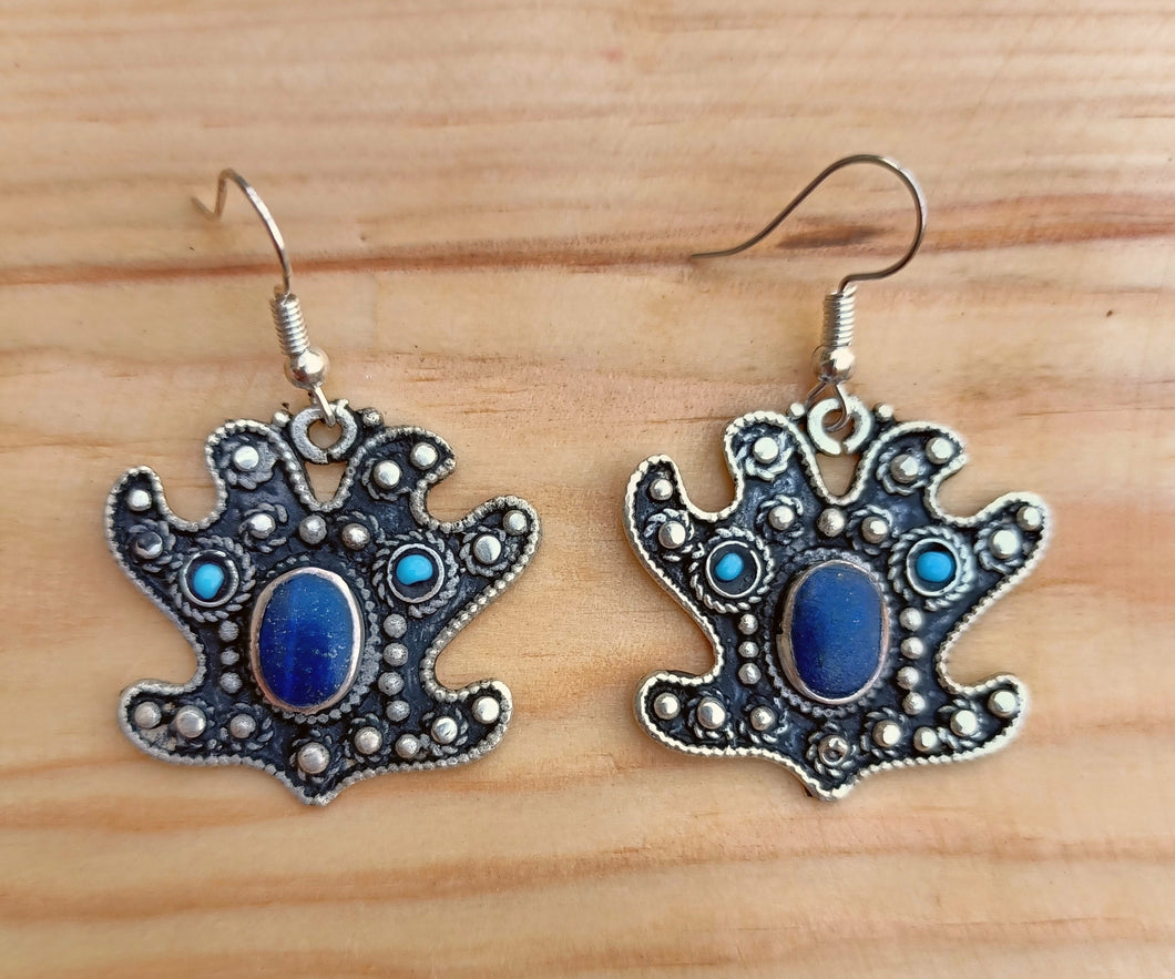 Lapis Lazuli Earrings: Afghan Alpaca Silver, Handmade Jewelry