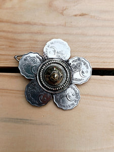 Vintage Kuchi Tribal Hairpin: Afghan Silver Flower Barrette